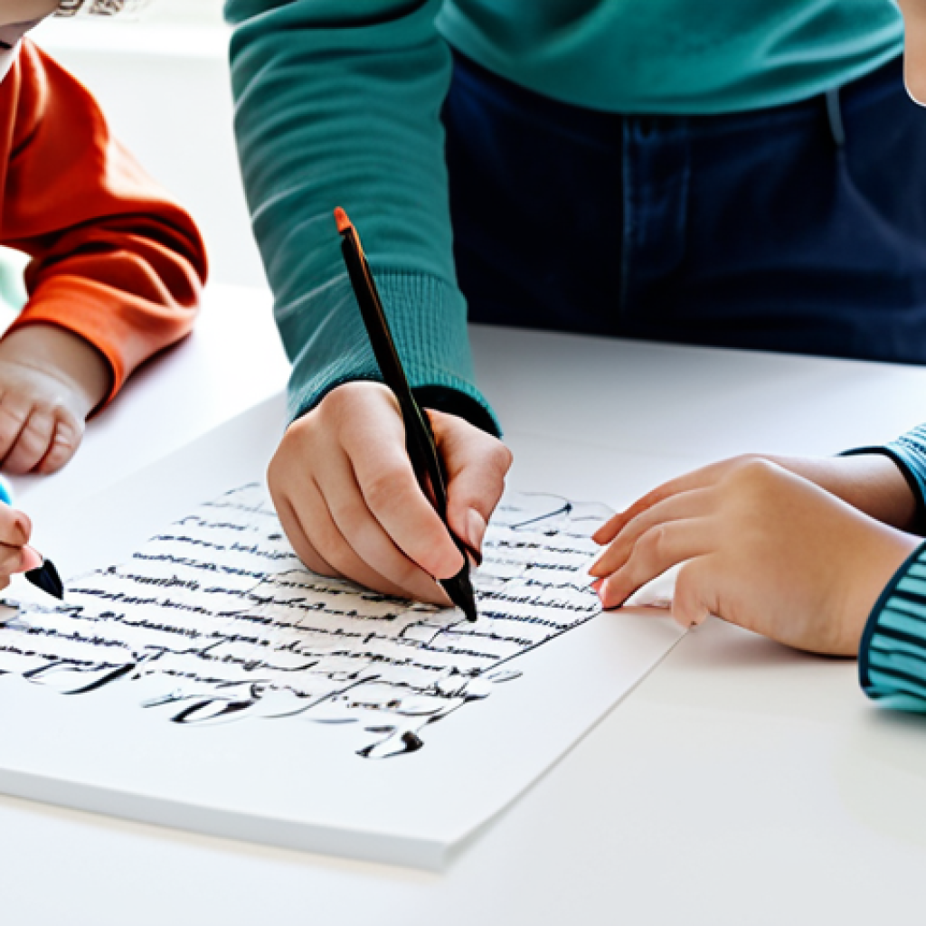 **
"A family calligraphy workshop taking place in a bright, comfortable home setting, featuring parents and children working together on calligraphy projects, fully clothed in modest attire, safe for work, appropriate content, professional, perfect anatomy, correct proportions, natural pose, well-formed hands, proper finger count, natural body proportions, high quality, family-friendly."
**
