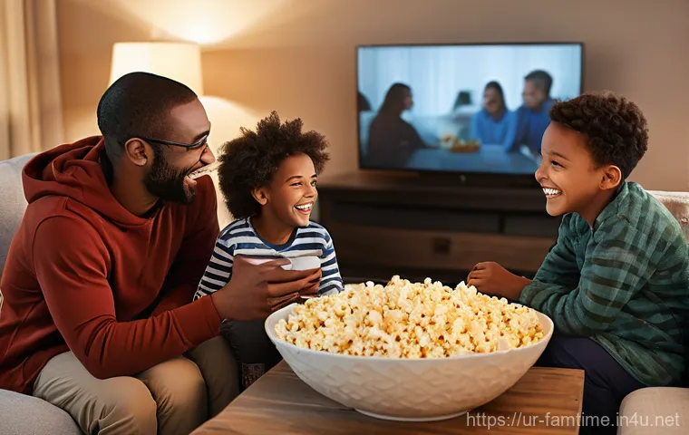 가족이 함께 볼 만한 감동 영화 - **Prompt 1: Cozy Family Movie Night**
"A warm and inviting scene depicting a diverse family (mot...